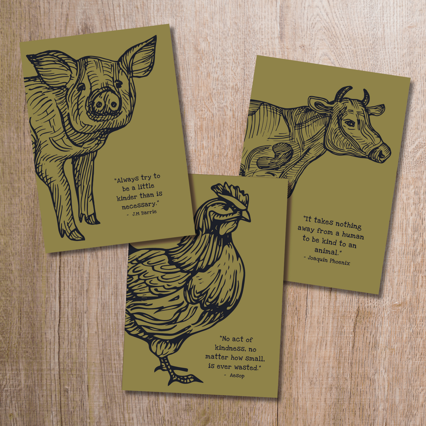 Cow, Pig, Chicken Quote Notebook Set (pack of 3)