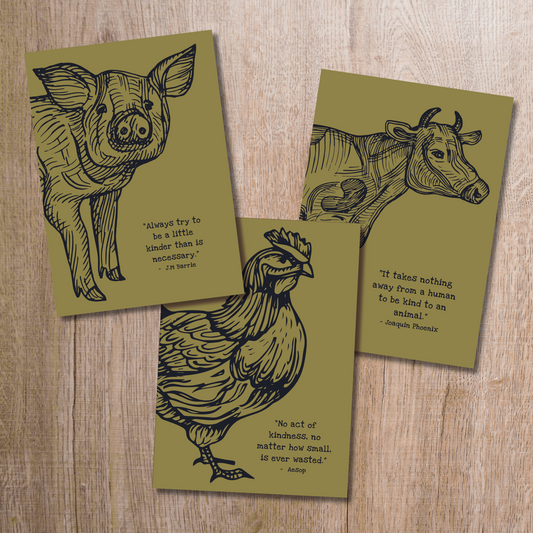 Cow, Pig, Chicken Quote Notebook Set (pack of 3)