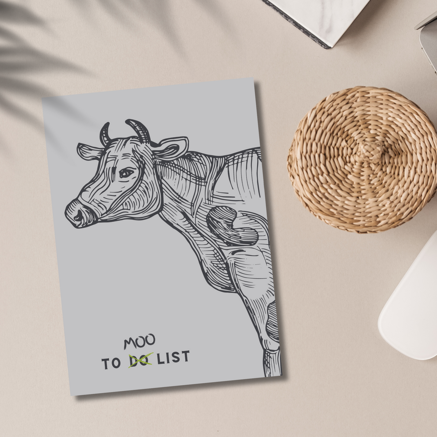 A5 Grey To'Moo'List Notebook