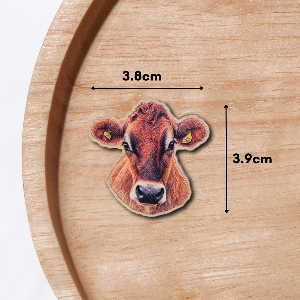 Cow Wooden Pin Badge