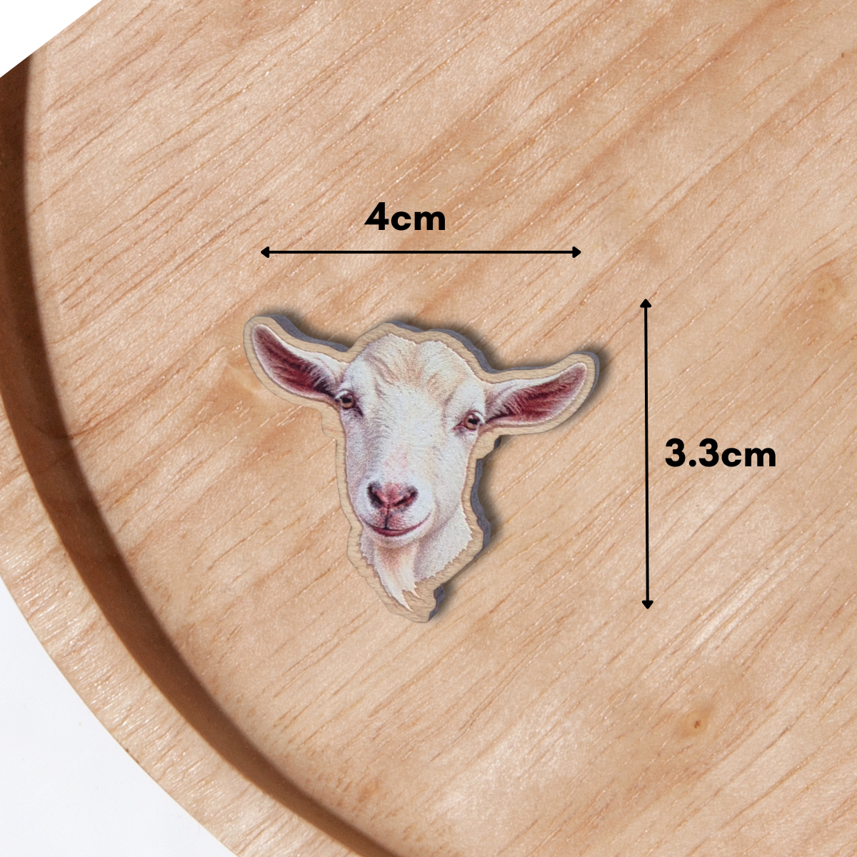 Goat Wooden Pin Badge