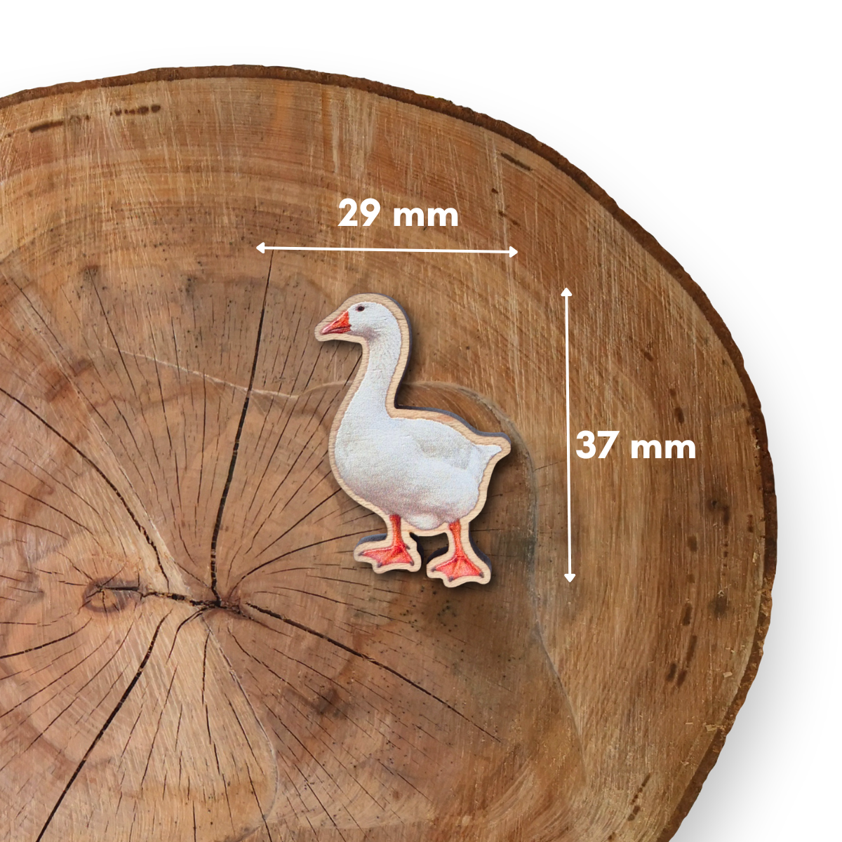 Goose Wooden Pin Badge