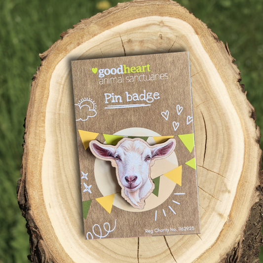 Goat Wooden Pin Badge