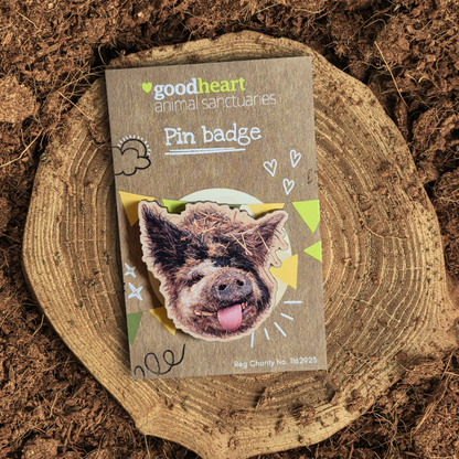 Pig Wooden Pin Badge