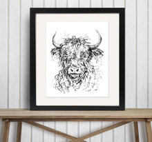 Load image into Gallery viewer, Squiggle the Cow Framed Print