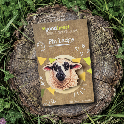 Sheep Wooden Pin Badge