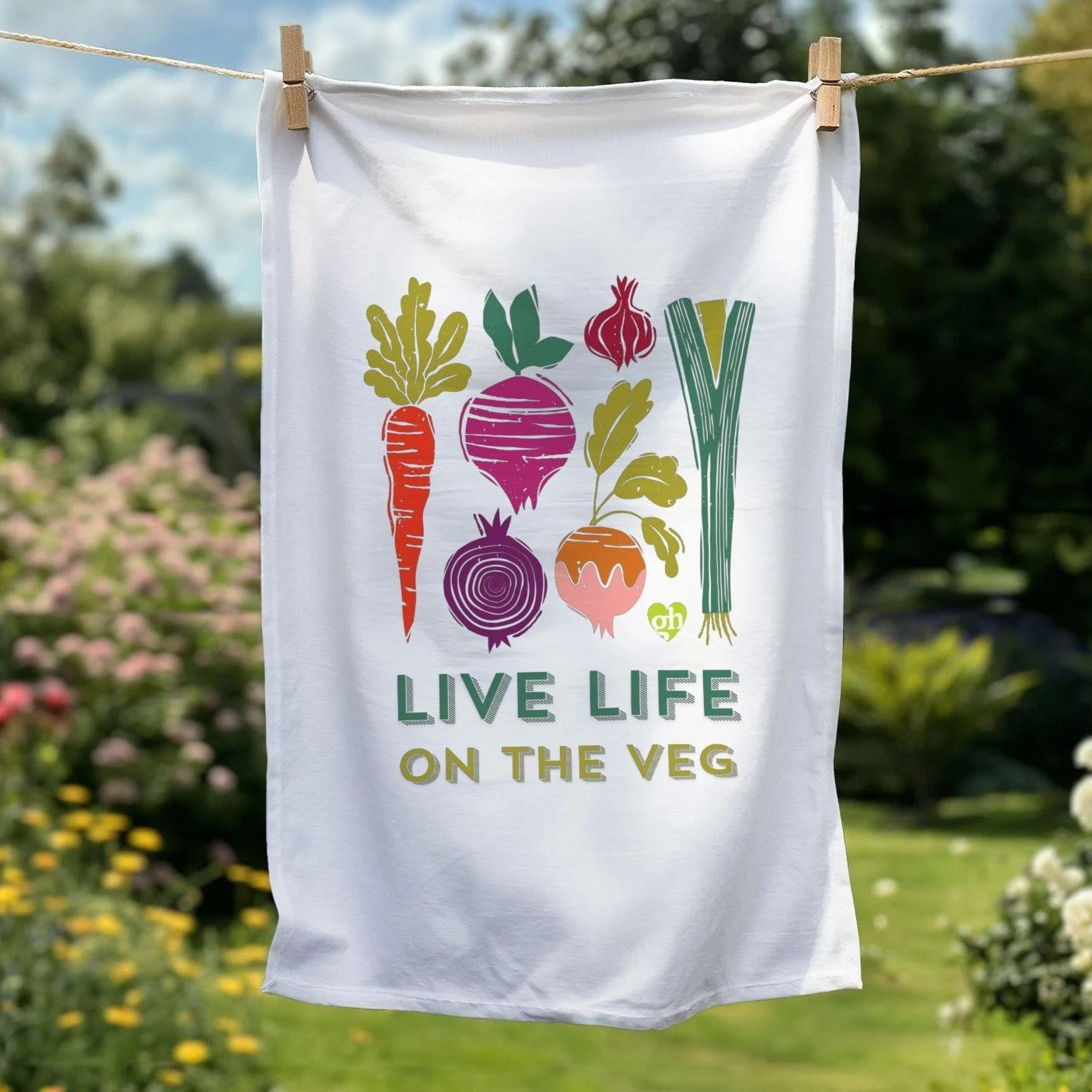 Live Life on the Veg Tea Towel