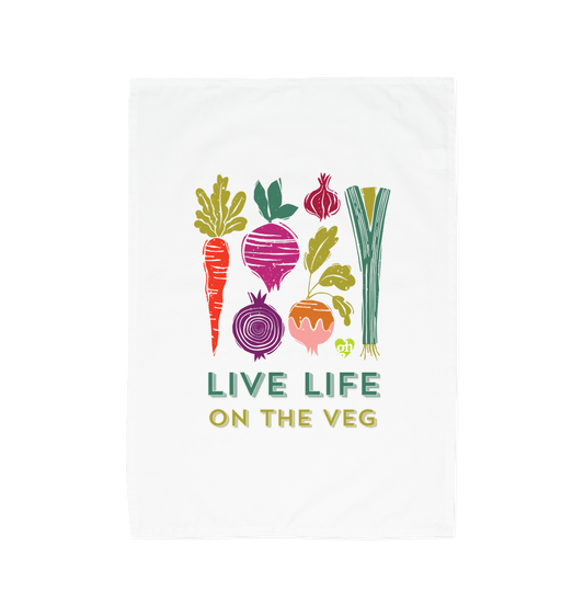 Live Life on the Veg Tea Towel