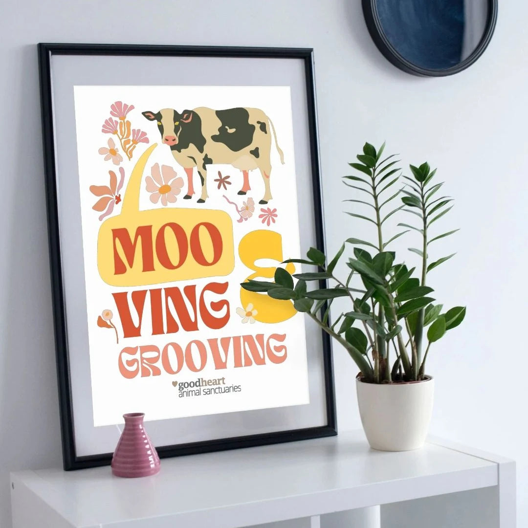 Moo-ving & Grooving A3 Art Print