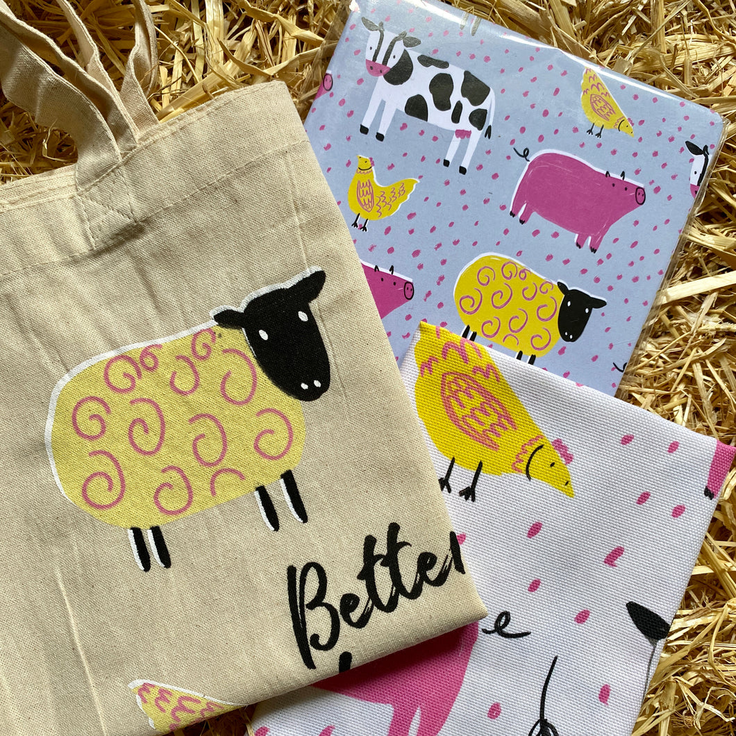 Tote Bag, Tea Towel & Notepad Gift Set